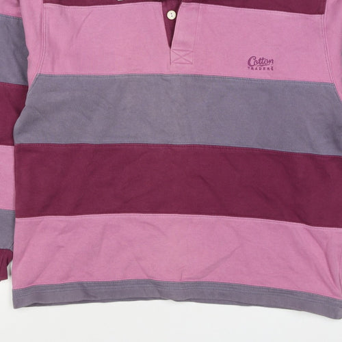 Cotton Traders Men's Multicoloured M Striped Henley Rugby Sweatshirt