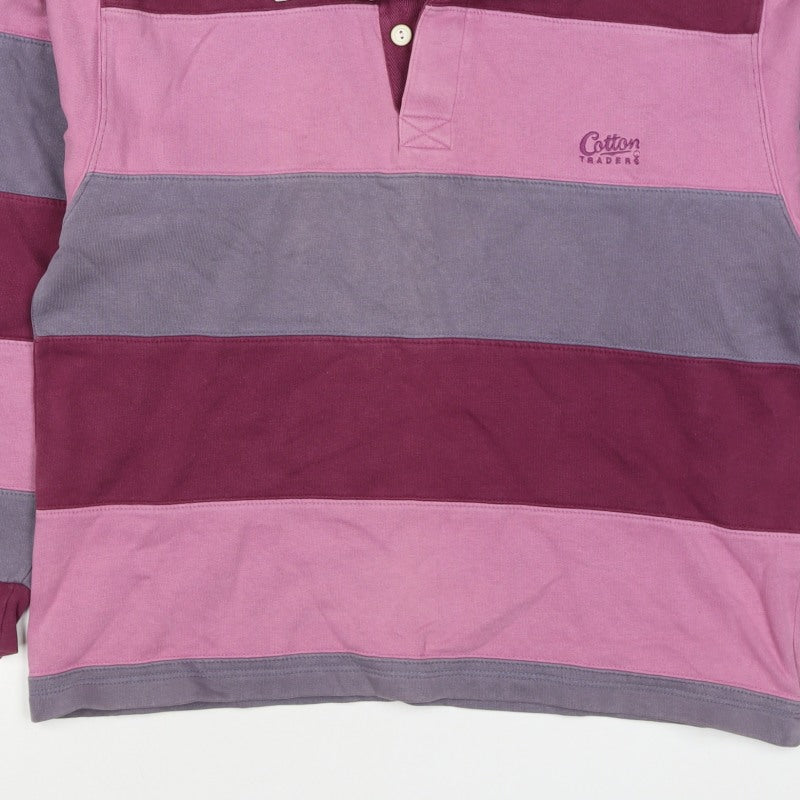 Cotton Traders Men's Multicoloured M Striped Henley Rugby Sweatshirt