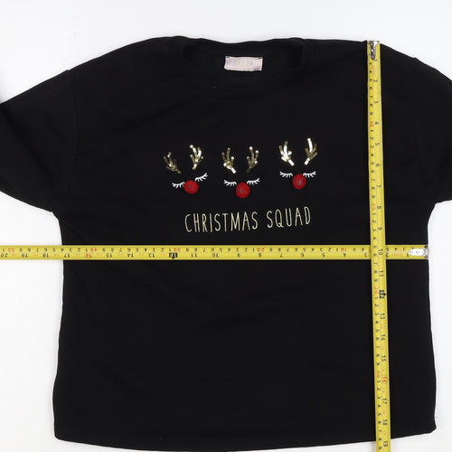 Lipsy Girls Black 13-14 Years Christmas Squad Sequin Sweatshirt
