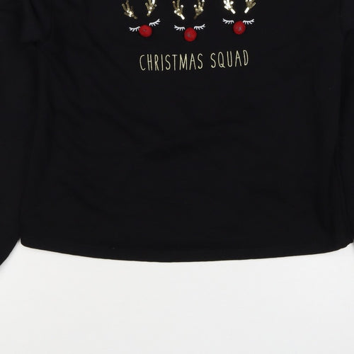 Lipsy Girls Black 13-14 Years Christmas Squad Sequin Sweatshirt