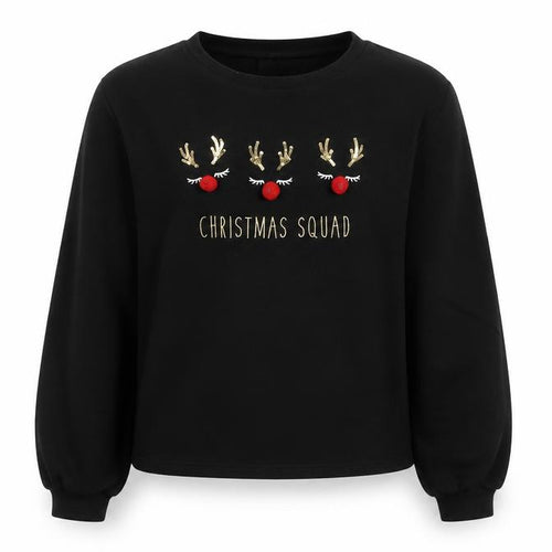 Lipsy Girls Black 13-14 Years Christmas Squad Sequin Sweatshirt