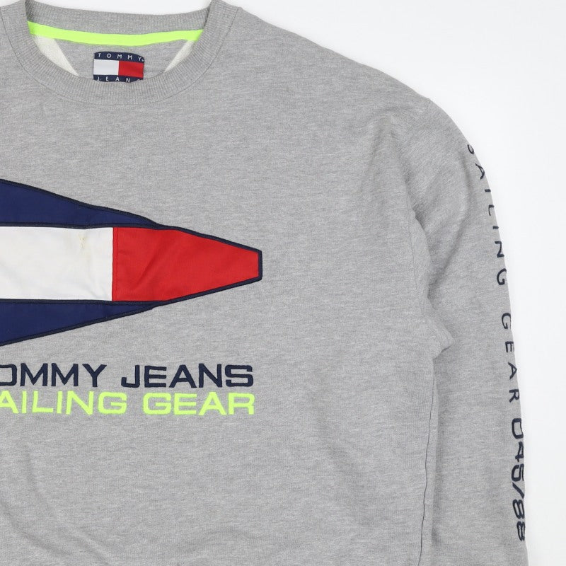 Tommy Jeans Men's Grey XL Pullover Sweatshirt Nautical Logo Graphic