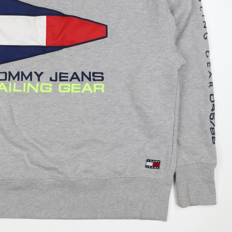 Tommy Jeans Men's Grey XL Pullover Sweatshirt Nautical Logo Graphic