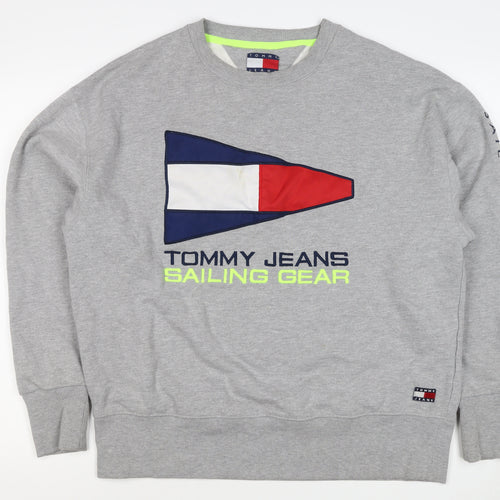 Tommy Jeans Men's Grey XL Pullover Sweatshirt Nautical Logo Graphic