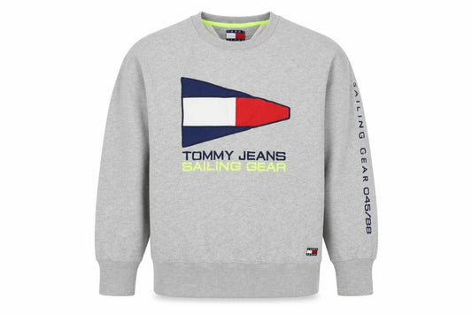 Tommy Jeans Men's Grey XL Pullover Sweatshirt Nautical Logo Graphic