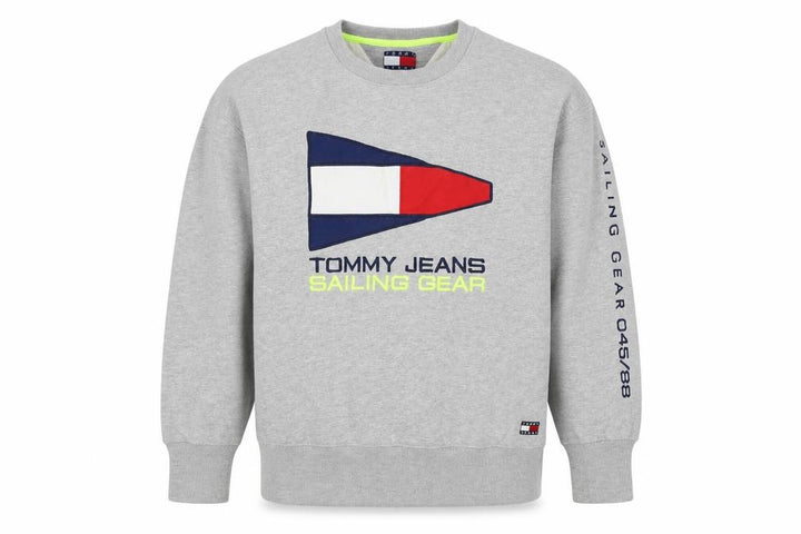 Tommy Jeans Men's Grey XL Pullover Sweatshirt Nautical Logo Graphic