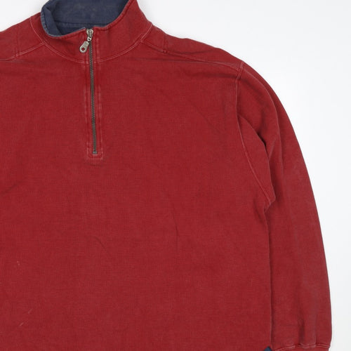 White Stuff Men’s Red 2XL Half Zip High Neck Sweatshirt