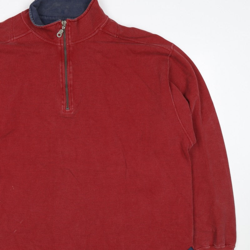 White Stuff Men’s Red 2XL Half Zip High Neck Sweatshirt