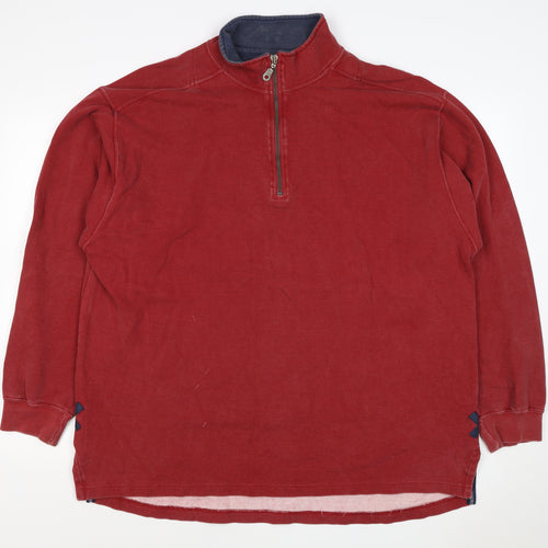White Stuff Men’s Red 2XL Half Zip High Neck Sweatshirt