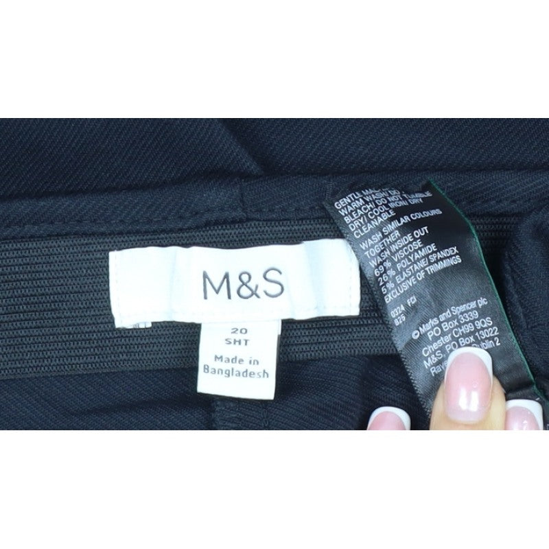 Additional view of Marks and Spencer Women Black, size 20, Short Straight Stretch Trousers