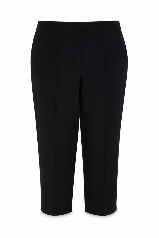 Front view of Marks and Spencer Women Black, size 20, Short Straight Stretch Trousers