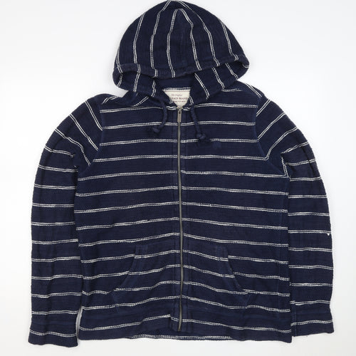 Fat Face Unisex Adults Navy Striped Full Zip Hoodie Size M