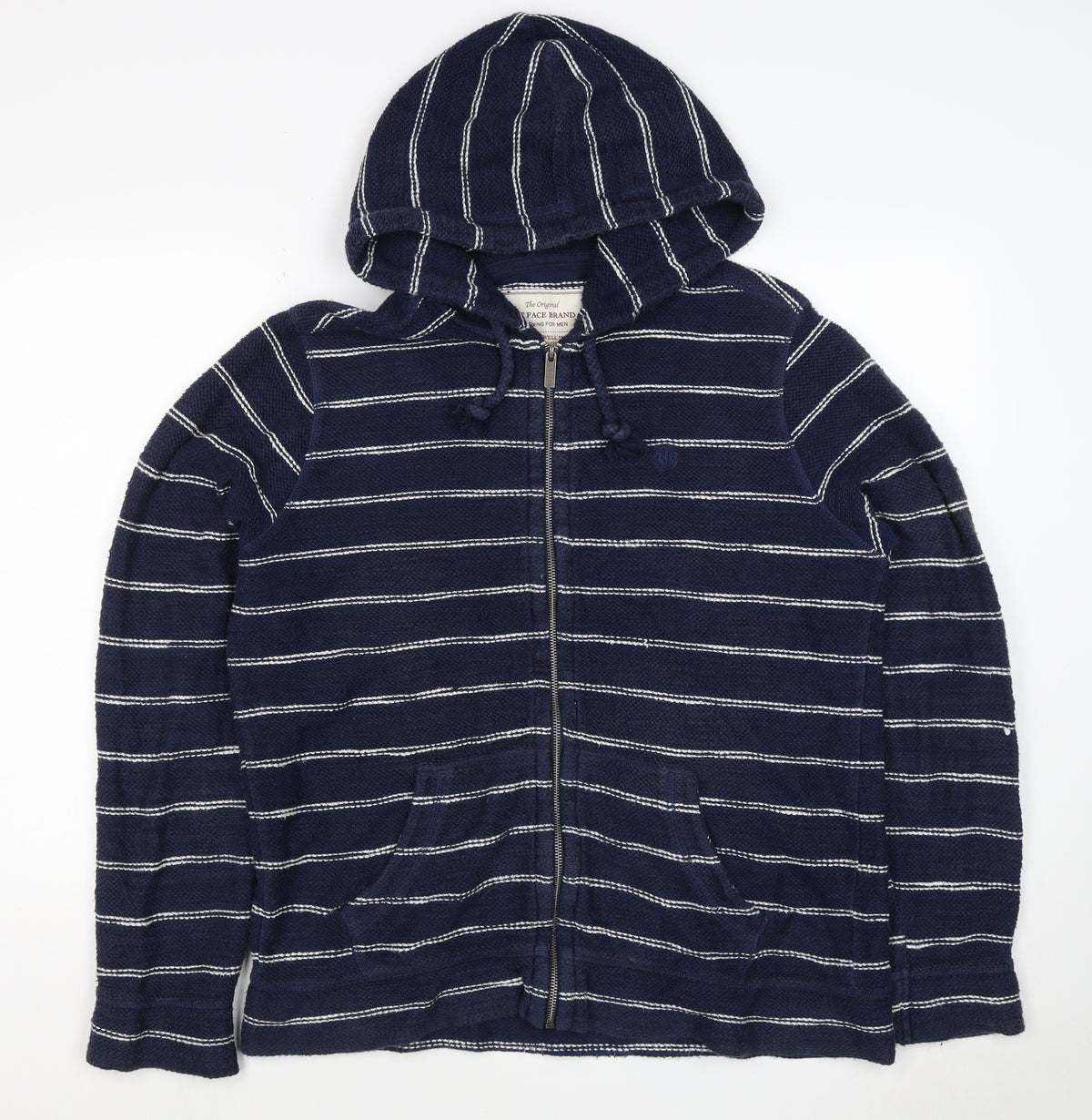 Fat Face Unisex Adults Navy Striped Full Zip Hoodie Size M
