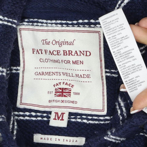 Fat Face Unisex Adults Navy Striped Full Zip Hoodie Size M