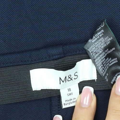 Marks and Spencer Women’s Navy Size 18 Short Straight Pull-On Trousers