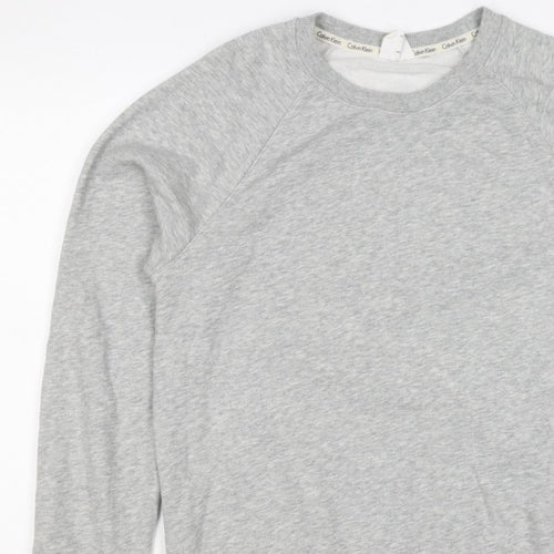 Calvin Klein Men Grey M Logo Hem Crew Neck Pullover Sweatshirt