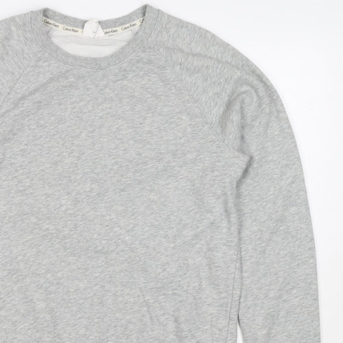 Calvin Klein Men Grey M Logo Hem Crew Neck Pullover Sweatshirt