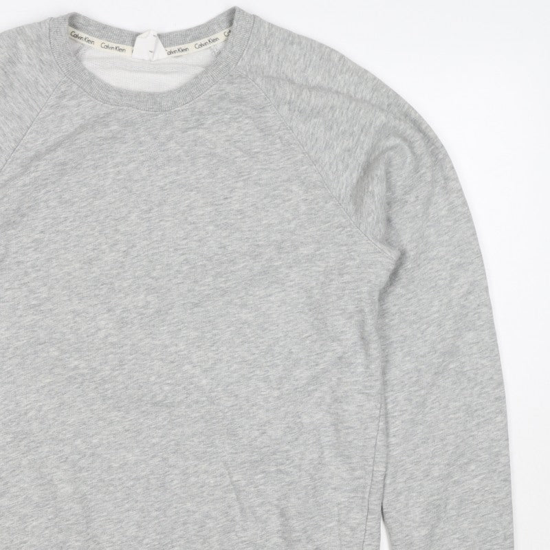 Calvin Klein Men Grey M Logo Hem Crew Neck Pullover Sweatshirt