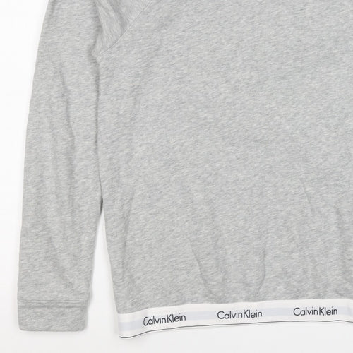 Calvin Klein Men Grey M Logo Hem Crew Neck Pullover Sweatshirt