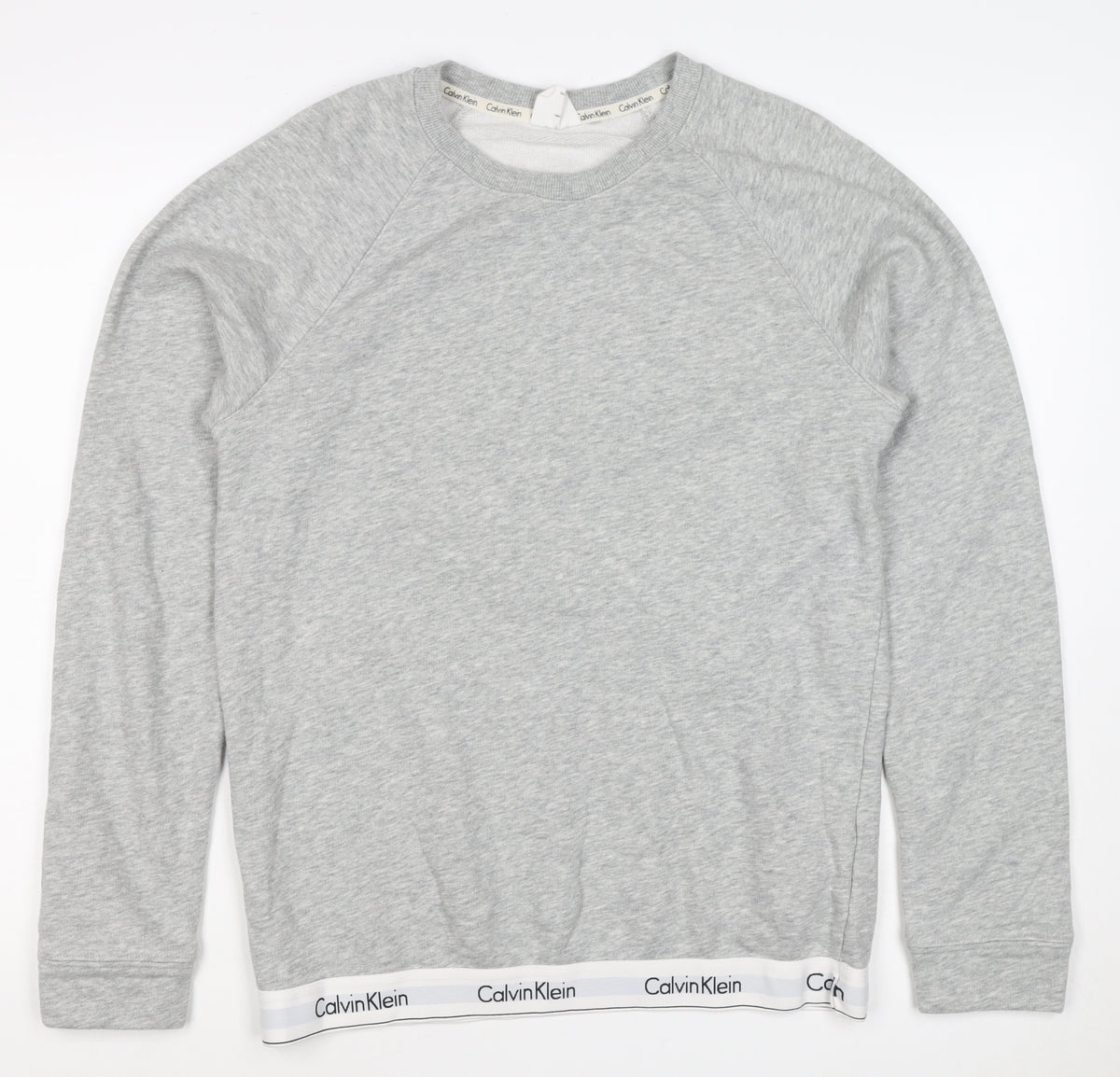 Calvin Klein Men Grey M Logo Hem Crew Neck Pullover Sweatshirt