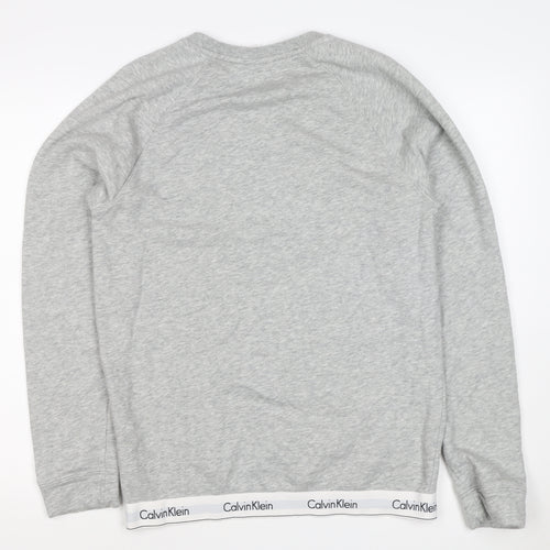 Calvin Klein Men Grey M Logo Hem Crew Neck Pullover Sweatshirt
