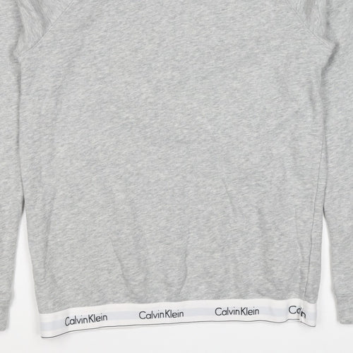 Calvin Klein Men Grey M Logo Hem Crew Neck Pullover Sweatshirt