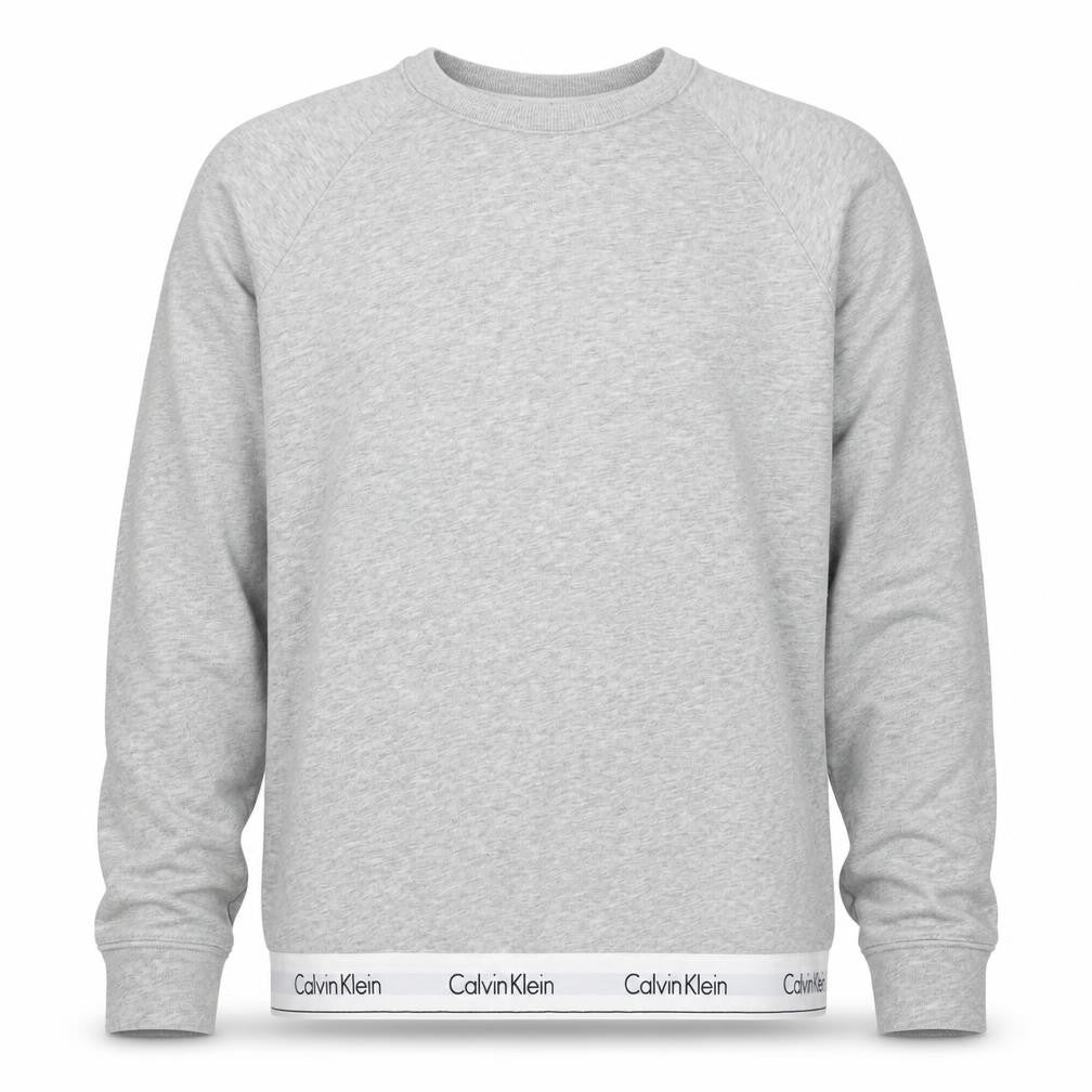 Calvin Klein Men Grey M Logo Hem Crew Neck Pullover Sweatshirt