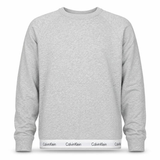 Calvin Klein Men Grey M Logo Hem Crew Neck Pullover Sweatshirt