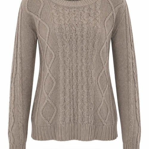 Gap Women Beige M Cable-Knit Crew Neck Cotton Blend Jumper
