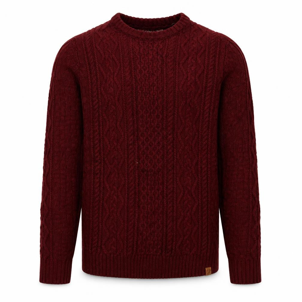 Front view of Tokyo Laundry Men’s Red S Cable Knit Crew Neck jumper