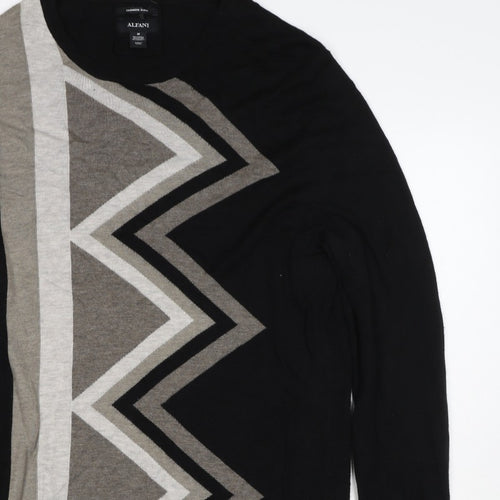 Alfani Men’s Black M Cashmere Blend Geometric Crew Neck Pullover Jumper