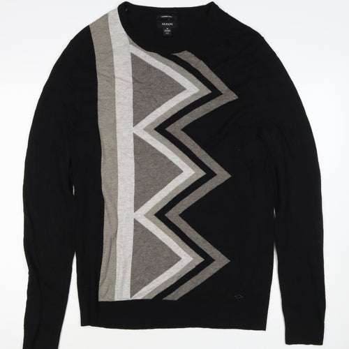 Alfani Men’s Black M Cashmere Blend Geometric Crew Neck Pullover Jumper