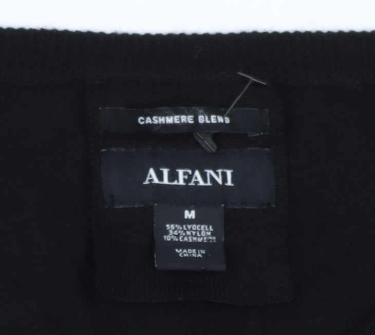 Alfani Men’s Black M Cashmere Blend Geometric Crew Neck Pullover Jumper
