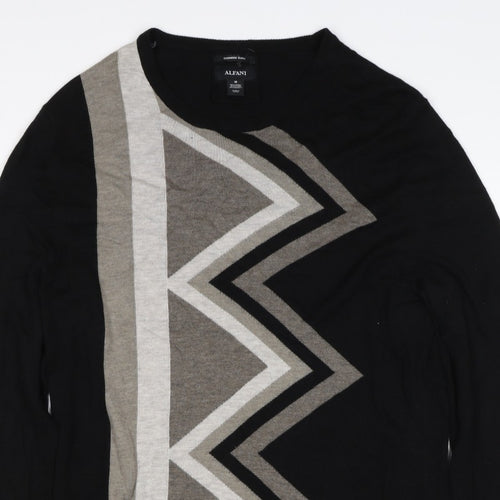 Alfani Men’s Black M Cashmere Blend Geometric Crew Neck Pullover Jumper