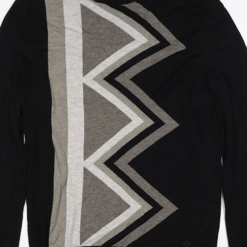 Alfani Men’s Black M Cashmere Blend Geometric Crew Neck Pullover Jumper