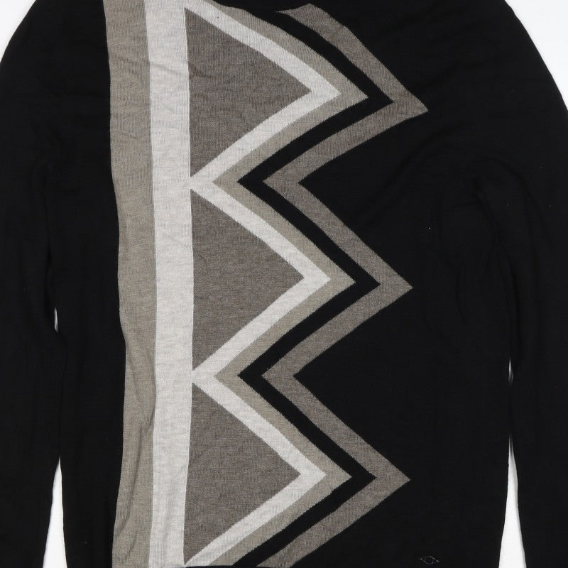 Alfani Men’s Black M Cashmere Blend Geometric Crew Neck Pullover Jumper