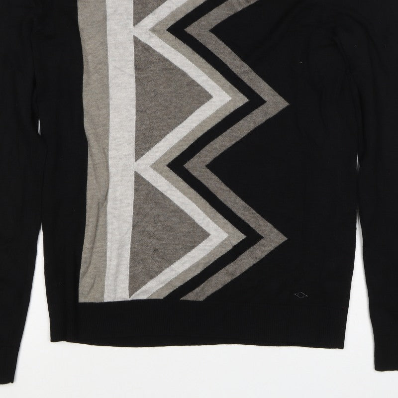 Alfani Men’s Black M Cashmere Blend Geometric Crew Neck Pullover Jumper