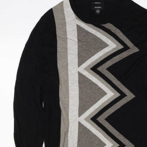 Alfani Men’s Black M Cashmere Blend Geometric Crew Neck Pullover Jumper
