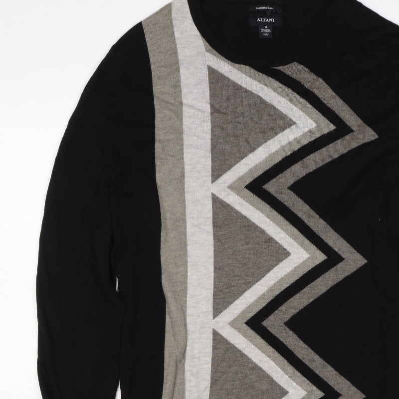 Alfani Men’s Black M Cashmere Blend Geometric Crew Neck Pullover Jumper