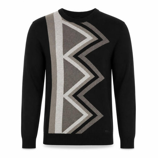 Alfani Men’s Black M Cashmere Blend Geometric Crew Neck Pullover Jumper