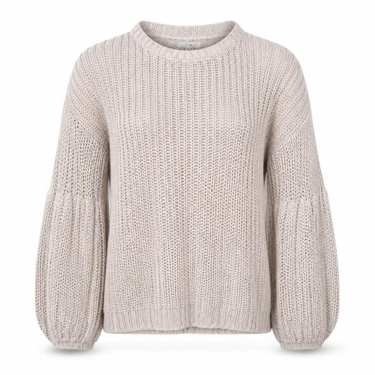 Amuse Society Women Beige UK 6 Chunky Knit Crew Neck Jumper