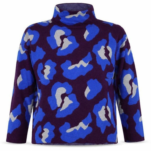 Jaeger Women’s Multicoloured XL Merino Wool Floral Roll Neck Jumper