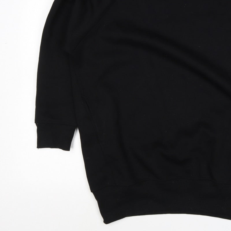 Additional view of Zara Women Black M Pullover Sweatshirt Raglan Crew Neck Pockets