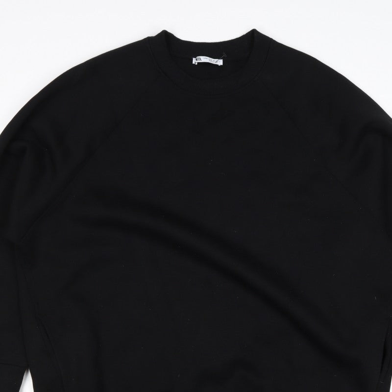 Additional view of Zara Women Black M Pullover Sweatshirt Raglan Crew Neck Pockets
