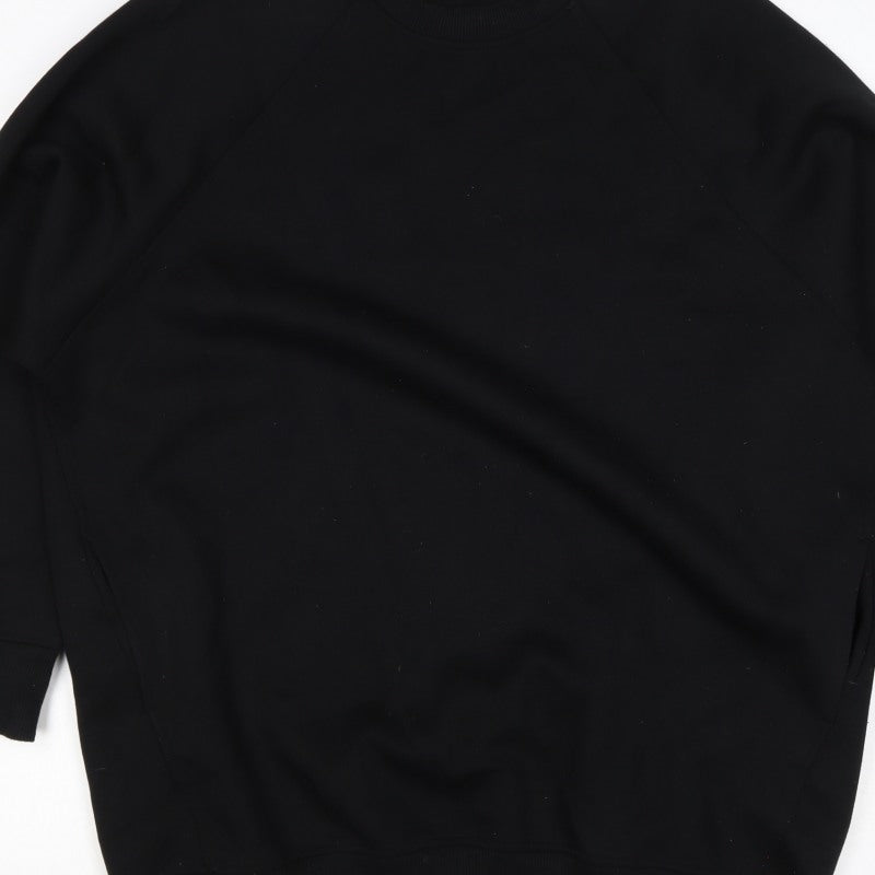Additional view of Zara Women Black M Pullover Sweatshirt Raglan Crew Neck Pockets