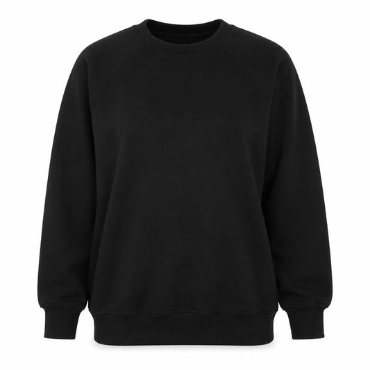 Front view of Zara Women Black M Pullover Sweatshirt Raglan Crew Neck Pockets