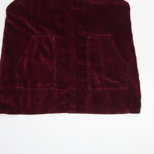 Topshop MOTO Women’s Burgundy UK 12 Velvet Pinafore Mini Dress