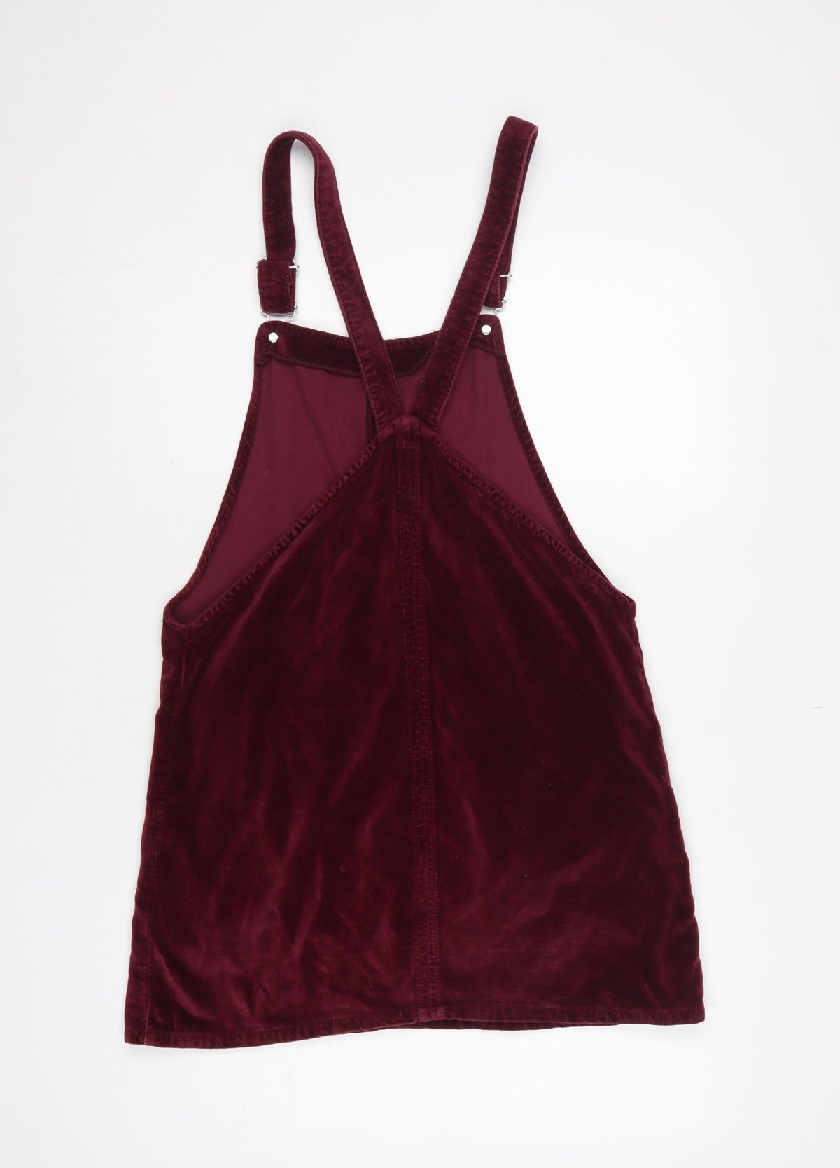 Topshop MOTO Women’s Burgundy UK 12 Velvet Pinafore Mini Dress