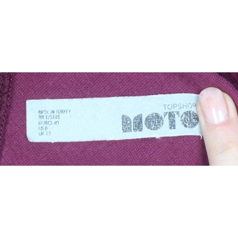 Topshop MOTO Women’s Burgundy UK 12 Velvet Pinafore Mini Dress