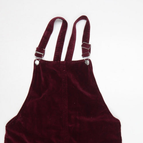 Topshop MOTO Women’s Burgundy UK 12 Velvet Pinafore Mini Dress